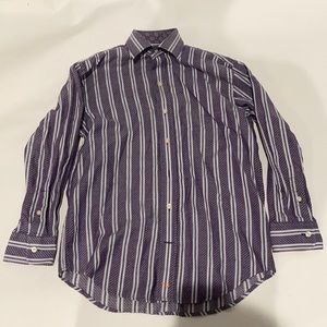 Thomas Dean Purple Striped Dress Shirt Sz 8
